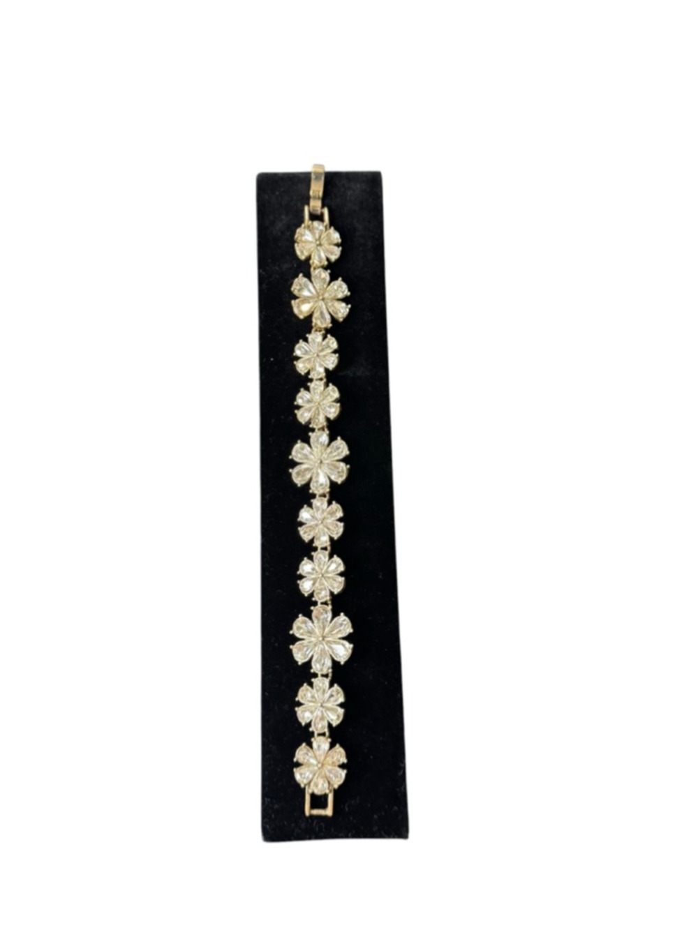 Women's Banana Republic Gold Tone Clear Crystal Flower Bracelet One Size